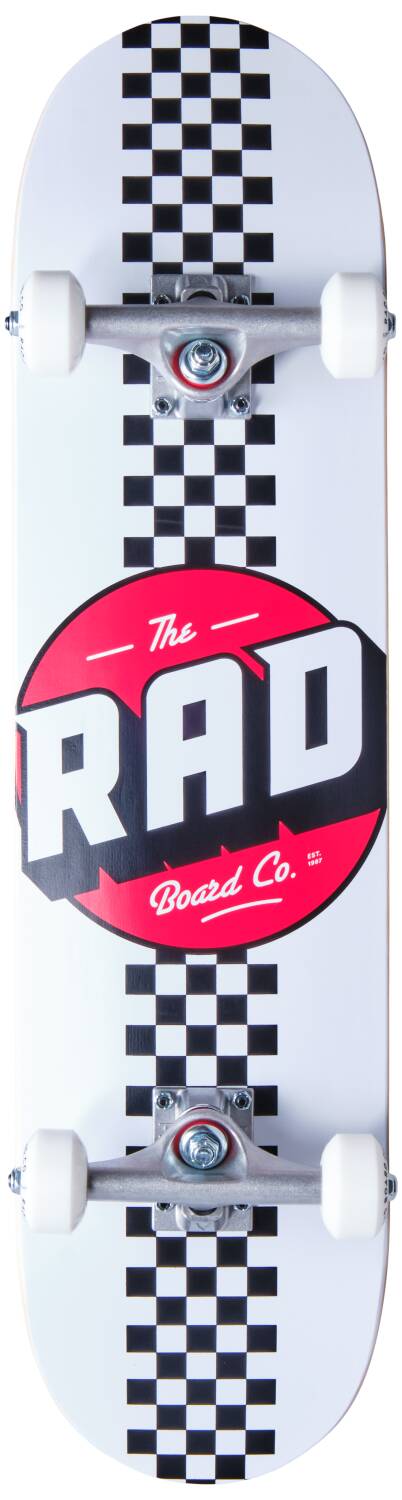 RAD Checker Stripe Komplett Skateboard (Vit)