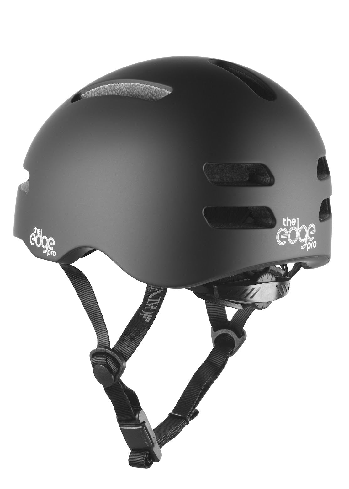 Närbild på GAIN The Edge PRO hjälm svart – ventilationshål och matt yta