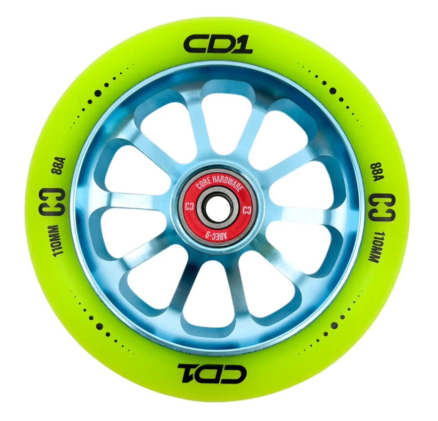CORE CD1 Sparkcykel Hjul (Lime/Blue)
