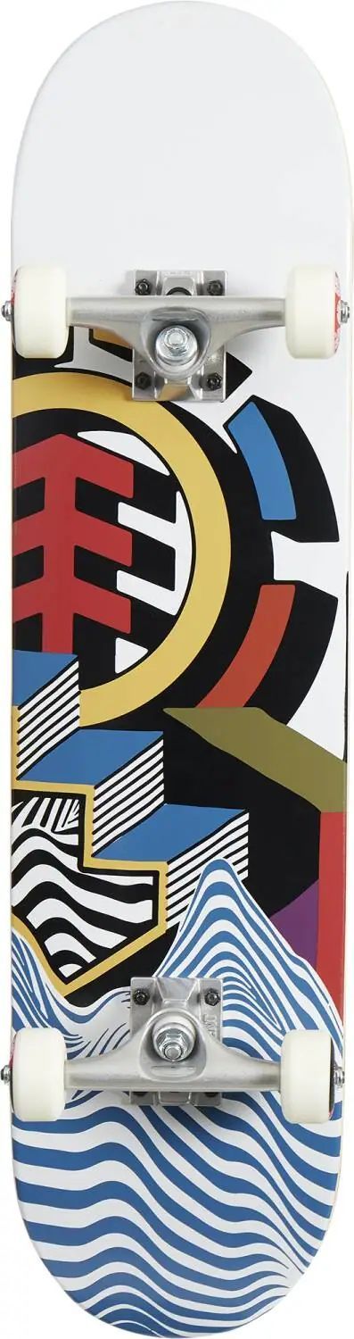 Komplett skateboard från Element med Perspectrum design, idealisk för både nybörjare och erfarna åkare, perfekt för cityåkning och tricks.
