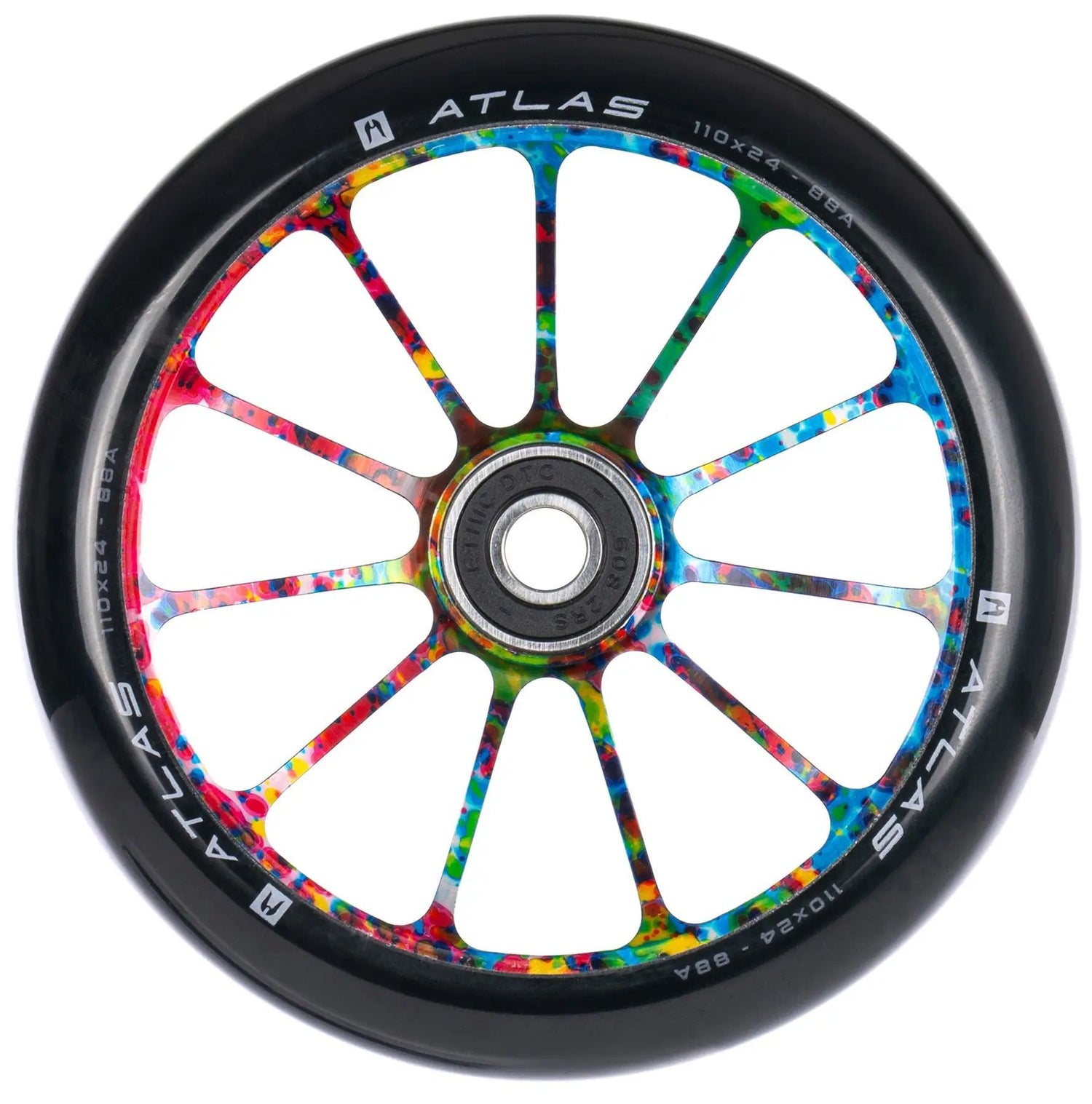 Hjul till Ethic Atlas sparkcykel, designade för hög prestanda och hållbarhet, perfekt för trickåkning och daglig användning. Optimal passform för Ethic Atlas ram och ökad stabilitet vid åkning.