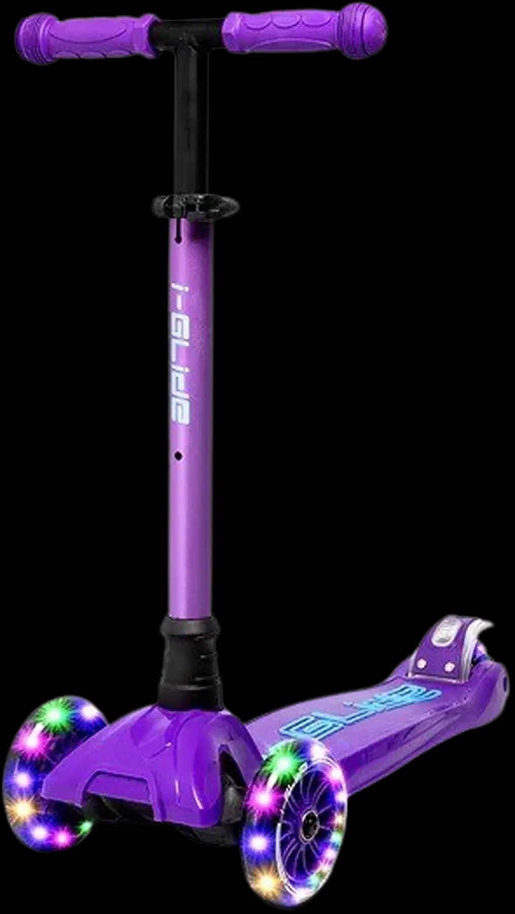 Säkra och roliga trehjuliga sparkcykeln i-Glide, designad för barn, med justerbart styre och lättmanövrerad konstruktion för en bekväm åkupplevelse. Perfekt för utomhuslek och utveckling av balans och koordination.