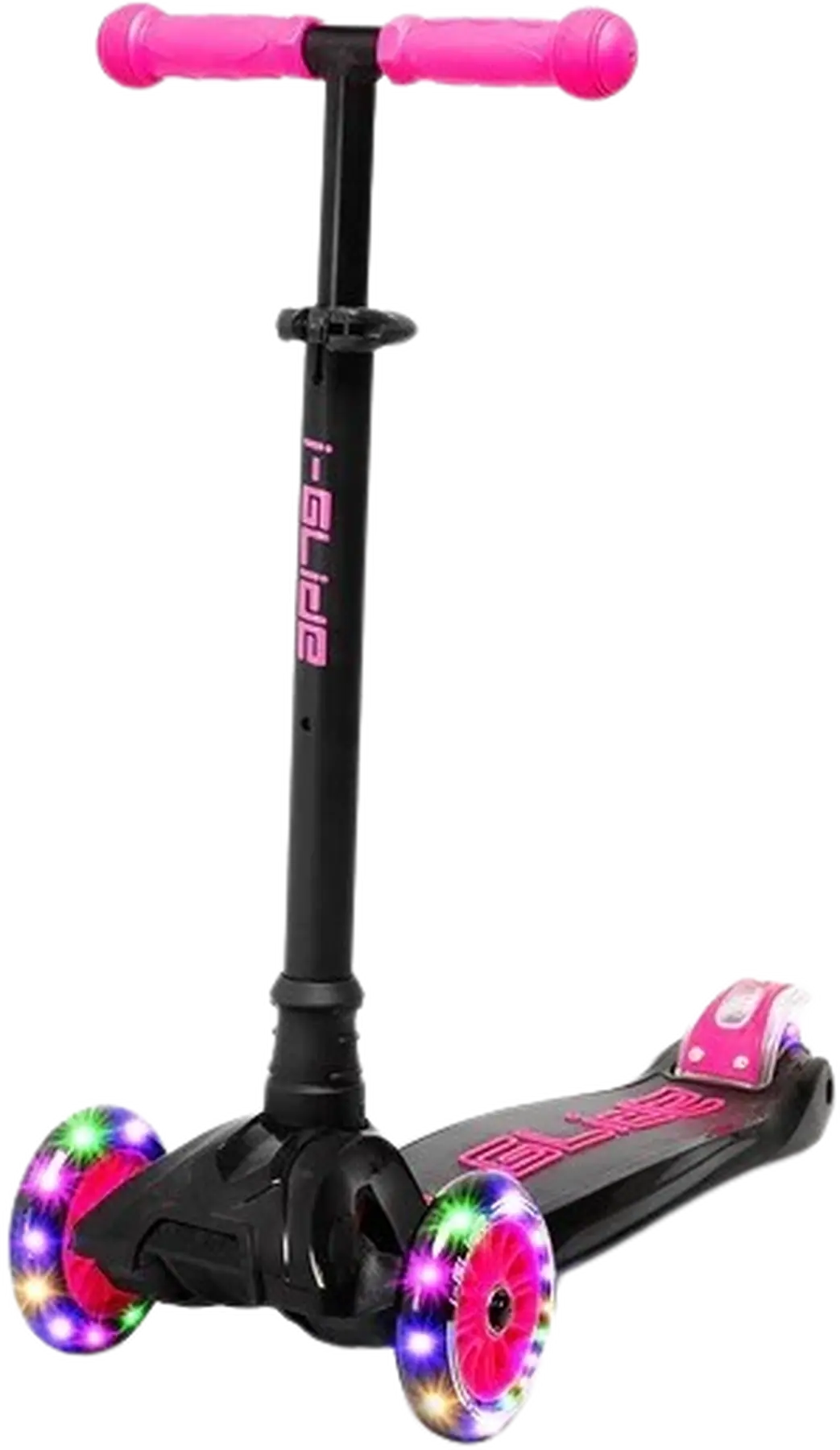 i-Glide sparkcykel i svart och rosa med slitstarka hjul – snygg design för lek och åkning