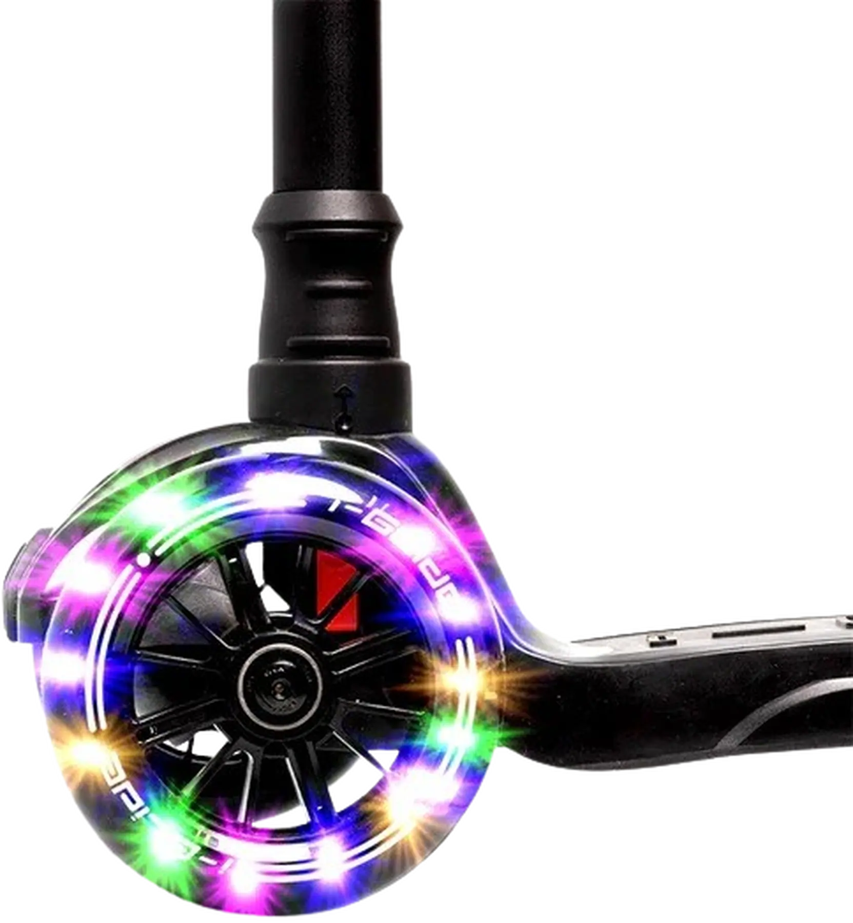 Närbild på blinkande led hjul, häftig detalj för barn