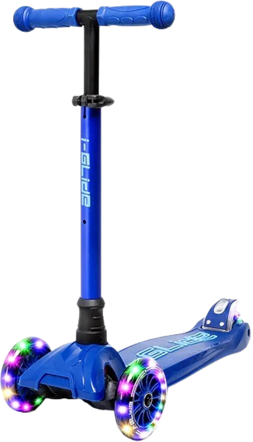 i-Glide sparkcykel i blå färg med tåliga hjul – perfekt för lek och vardagsåkning för barn