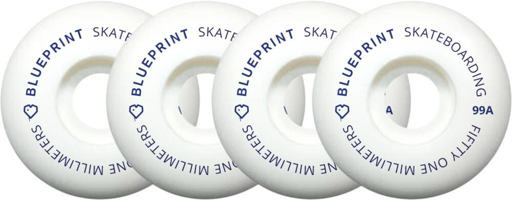 Blueprint Mini Heart Skateboard hjul 4-Pack (Vit)