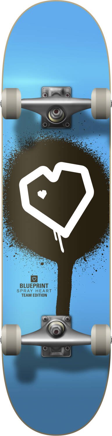 Blueprint Spray Heart V2 Komplett Skateboard (Blå/Svart/Vit) -  Wallride