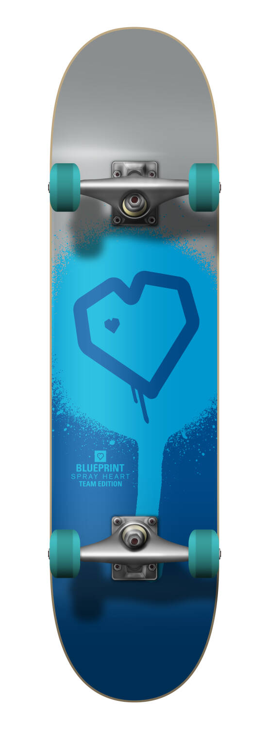 Blueprint Spray Heart V2 Komplett Skateboard (Silver) -  Wallride
