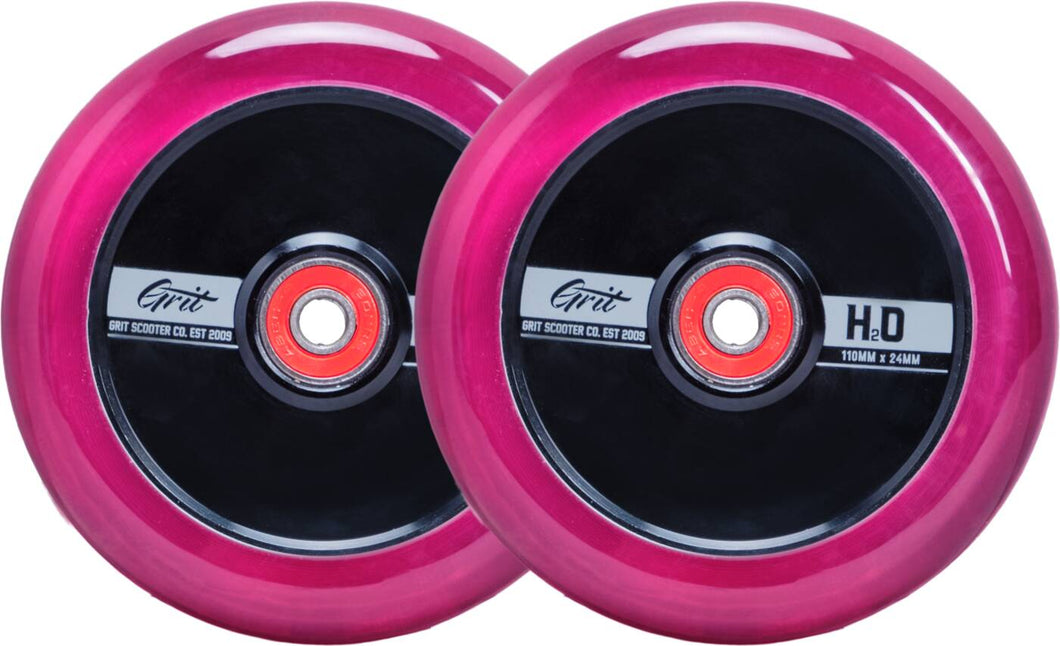 Grit H2O Sparkcykel hjul 2-Pack (Trans Pink/Black)