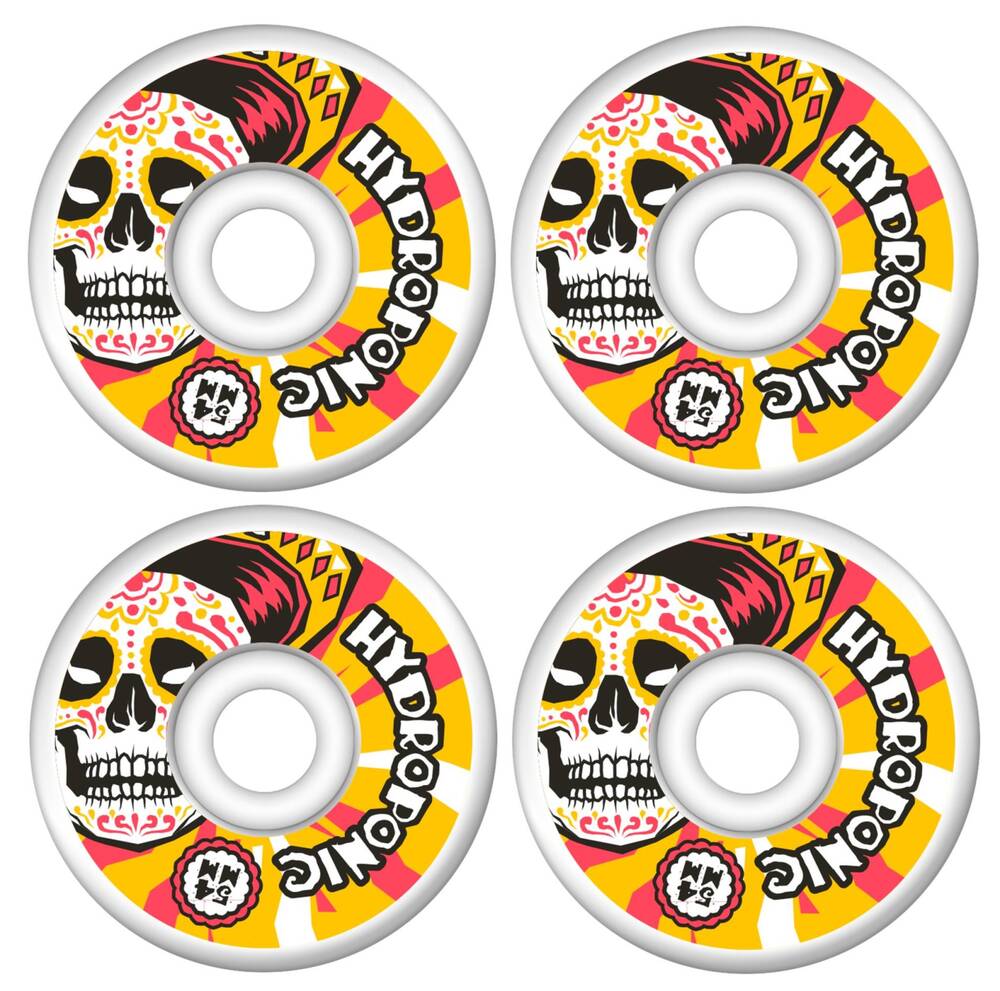 Hydroponic Mexican Skull 2.0 Skateboard hjul 4-Pack (Vit/Orange)