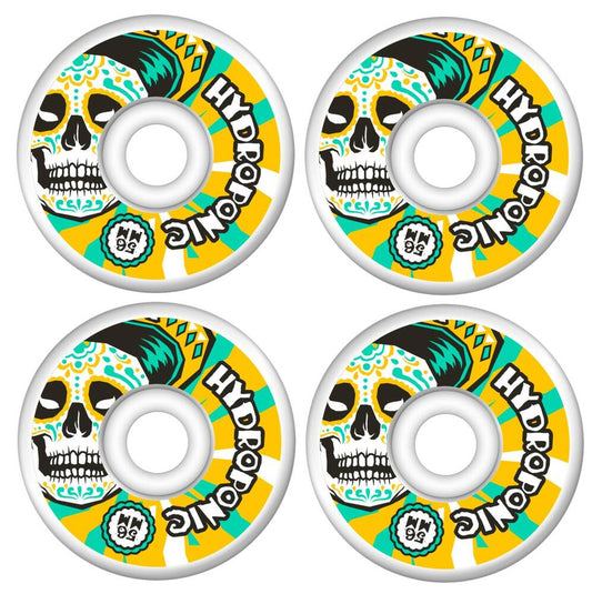 Hydroponic Mexican Skull 2.0 Skateboard hjul 4-Pack (Vit/Gul)