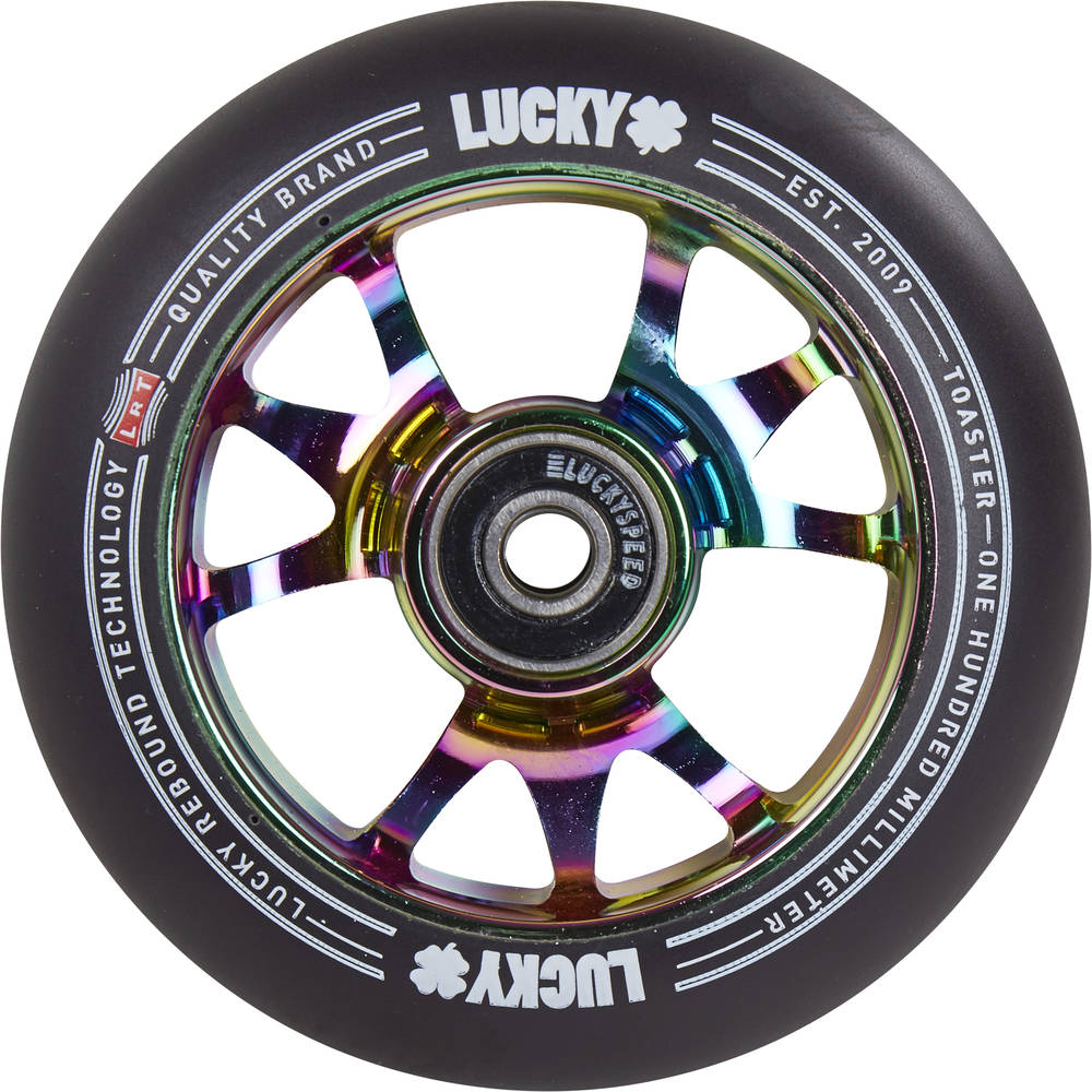 Lucky Toaster 110mm Komplett Hjul Till Sparkcykel (Neochrome/Svart) -  Wallride