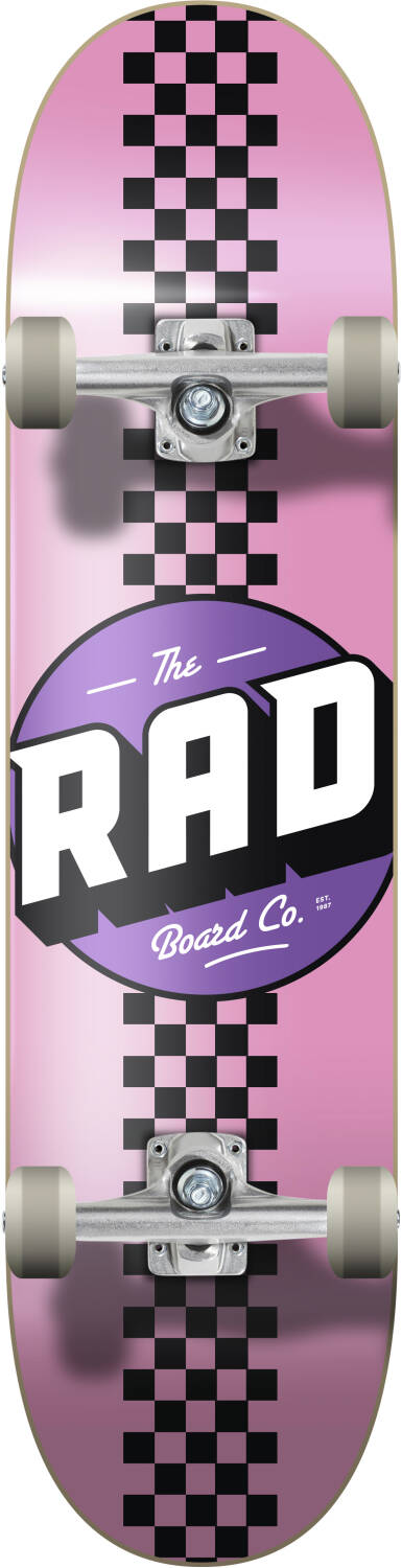 RAD Checker Stripe Komplett Skateboard (Rosa/Svart)