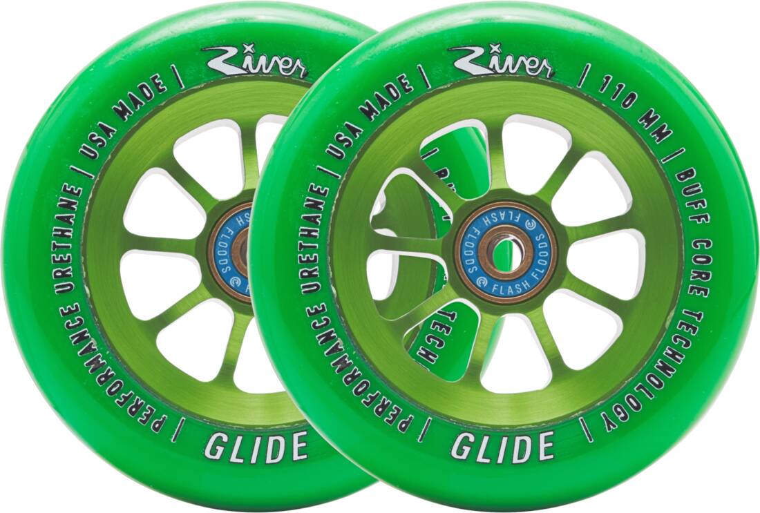 River Naturals Glide Tricksparkcykel Hjul 2-Pack (Emerald) -  Wallride