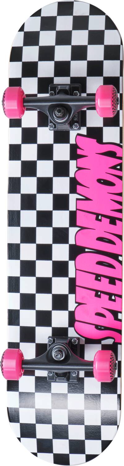Speed Demons Checkers Komplett Skateboard (Svart/Vit/Rosa)